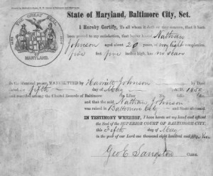 Example of manumission certificate