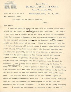 Letter from Sereno Payne Harriet Tubman compensation1