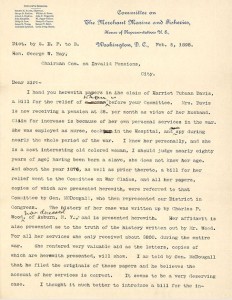 Letter from Sereno Payne Harriet Tubman compensation1